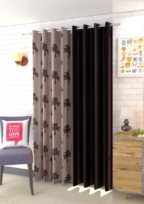YUKANY 182 cm (6 ft) Polyester Room Darkening Window Curtain (Pack Of 2)(Floral, Coffee Brown)