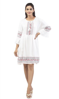 Arbiter Collection Women Fit and Flare White Dress