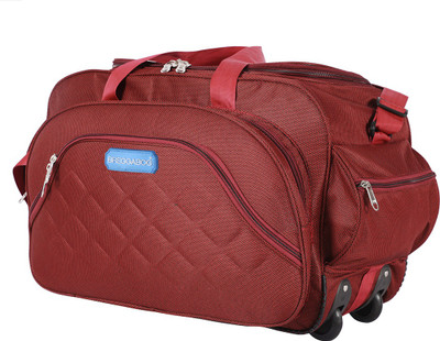 BREGGABOG (Expandable) 60L PRO-RED Polyester Lightweight Cabin Size Luggage Duffel With Wheels (Strolley)