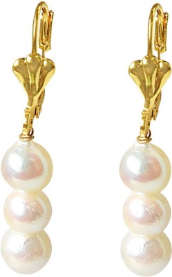 SURAT DIAMONDS Cultured Dangles -Unique Collection Gold Plated Metal Natural Cultured Pearl Dangling Earrings for Women Pearl Metal Drops & Danglers