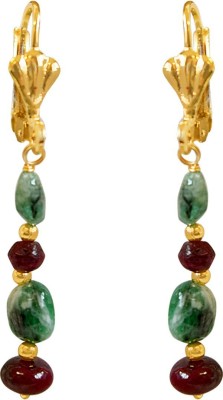 SURAT DIAMONDS The Starry Layer - Precious Gem Collection Gold Plated Metal Emerald Ruby Hanging Earrings for Women, Multi-color Emerald, Ruby Metal Drops & Danglers