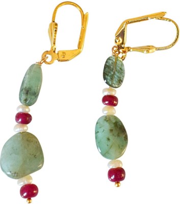 SURAT DIAMONDS Unique Drops - Base Metal and Emerald & Ruby Hanging Earrings for Women & Girls Emerald, Pearl, Ruby Metal Drops & Danglers