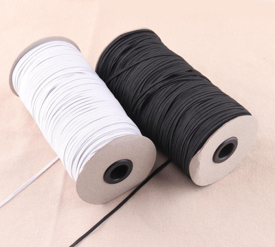 KnottyCord Elastic Thread and Cord Black, White Elastic(20 m)