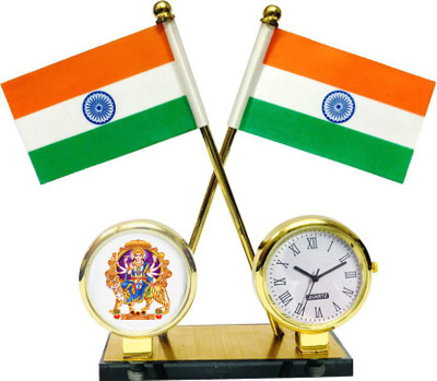 Tulsae SHERAWALI MATA WITH Quartz Watch INDIAN FLAG Double Sided Wind Car Dashboard Flag(Rayon)