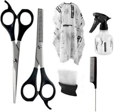twirey Professional Hair Cutting Kit at Home Scissors for Hair Thinning Nose Ear Hair Beard Mustache Neck Duster Brush Comb Haircut Cape Barber Salon Women(5 Items in the set)
