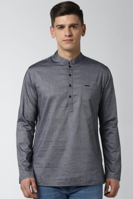 PETER ENGLAND Men Solid Straight Kurta(Grey)