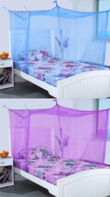 n g products Nylon Adults Washable Mosquito Net for Single Bed Combo Pack Nylon Mosquito Net for Baby | Bedroom | Family_Size-6x3 FT Mosquito Net(Blue, Purple, Bed Box)