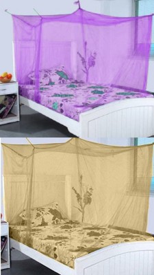 n g products Nylon Adults Washable Mosquito Net for Single Bed Combo Pack Nylon Mosquito Net for Baby | Bedroom | Family_Size-6x3 FT Mosquito Net(Purple, Yellow, Bed Box)