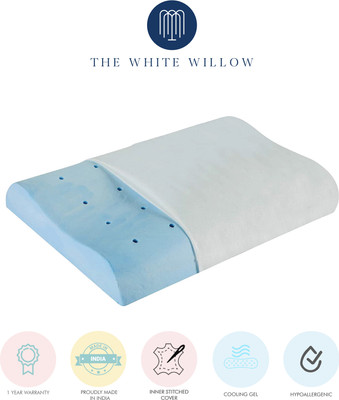 The White Willow X-Small Cervical Contour Cooling Memory Foam Solid Orthopaedic Pillow Pack of 1(Off White)