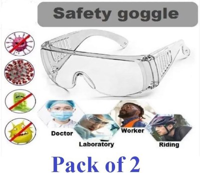 Quantum Retail Eye Protection Safety Goggles Glasses Anti-Droplets Protective Eyeglass with Clear Polycarbonate Lens. (Pack of 2) QR-SG-QR1-Pack 2 Power Tool, Welding, Laboratory, Blowtorch, Wood-working  Safety Goggle(Free-size)