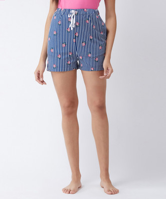 Miss Chase Striped Women Blue, White Regular Shorts