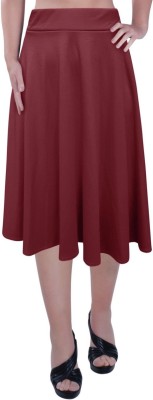 Prashra Solid Women Flared Maroon Skirt