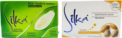 SILKA Green Papaya whitening Herbal Soap With Shea Butter Whitening soap(2 x 135 g)