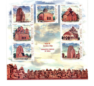 Phila Hub 2020- INDIA Terracotta Temples MNH STAMPS MINIATURE SHEET Stamps(7 Stamps)