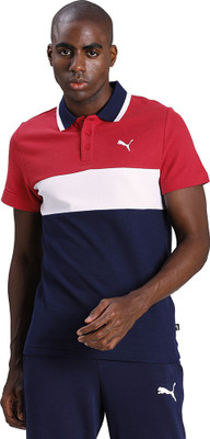 PUMA Colorblock Men Polo Neck Red T-Shirt
