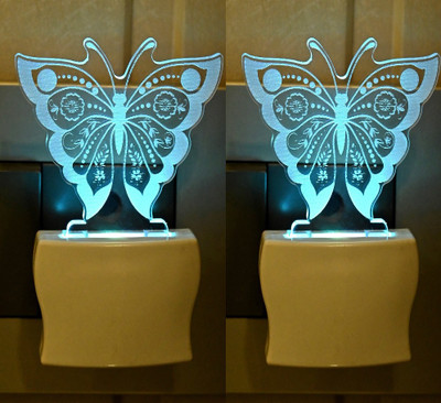 AFAST 3D Illusion Flying Butterfly LED Plug & Play _FG7 Night Lamp(10 cm, Multicolor)