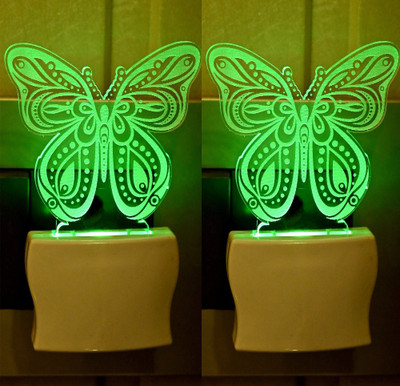 AFAST Attractive Butterfly 3D Illusion LED Plug & Play Wall Lamp_LED12_FG87 Night Lamp(10 cm, White)