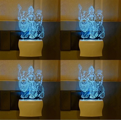 Somil Acrylic 3D Illusion Goddess Durga With Lion LED Plug & Play Wall Lamp::Pack Of 4 Night Lamp(10 cm, Multicolor)