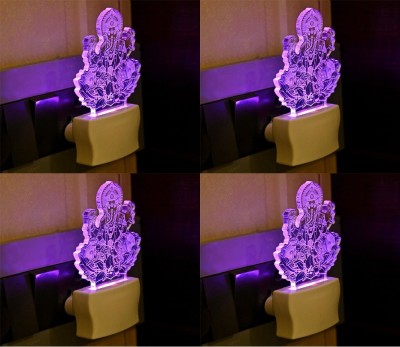 AFAST Acrylic 3D Illusion Ganesha Blessing LED Plug & Play _FG62 Night Lamp(10 cm, Multicolor)