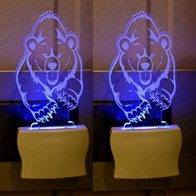 Somil Running Bear 3D Illusion LED Plug & Play Wall Lamp::Pack Of 2 Night Lamp(10 cm, Multicolor)