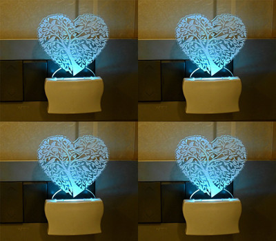 AFAST Acrylic 3D Illusion Tree In Shape Of Heart LED Plug & Play _FG40 Night Lamp(10 cm, Multicolor)