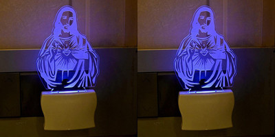 Somil 3D Illusion Effect The God Multi Colour LED Night Lamp::Pack Of 2 Night Lamp(10 cm, Multicolor)