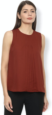 VAN HEUSEN Casual Sleeveless Solid Women Maroon Top