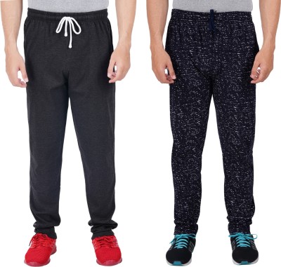 FEEL TRACK Solid, Printed Men Grey, Dark Blue Track Pants