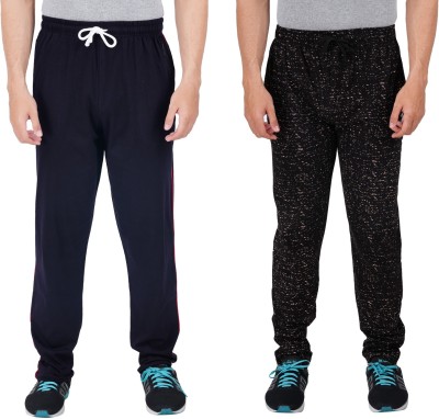 FEEL TRACK Solid, Printed Men Dark Blue, Black Track Pants