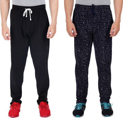 FEEL TRACK Solid, Printed Men Black, Dark Blue Track Pants