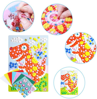 Litvibes Mosaic Sticker Creative Art DIY Set Foam set of 1 Handmade Sticky Art Crafts Kits Multi Color For Kids/Teenagers