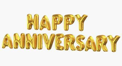 SCORIA Solid Solid Happy Anniversary Foil Balloon (Gold , pack of 16 Letters , size 16 inch) Letter Balloon(Gold, Pack of 16)