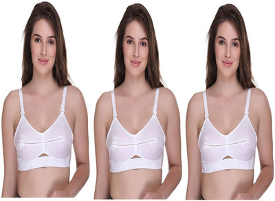 DYMA Women Minimizer Non Padded Bra Women’s non padded full coverage Seamed minimizer cotton bra for Everyday|Daily use|Dailywear|Night wear (White)(combo pack of 3)(size 28) Women Minimizer Non Padded Bra(White)