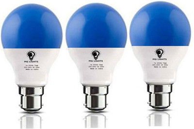 mg lights 7 W Basic Arbitrary B22 LED Bulb(Blue, Pack of 3)