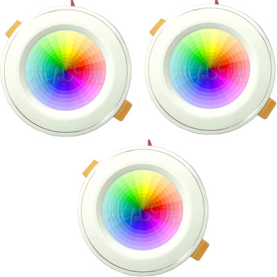 Nightstar 9w 3 Colour in 1 Ceiling Light 3 Pcs Recessed Ceiling Light Ceiling Lamp(Multicolor)