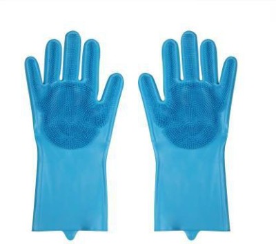 Fitaza Silicone Dish Washing Gloves Silicon Hand Gloves for Kitchen Dishwashing Wet and Dry Glove(Free Size)