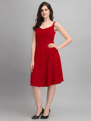 Sheetal Associates Women Fit and Flare Red Dress - Price History