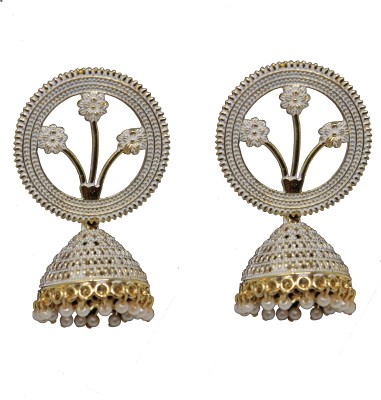 Happy Stoning Happy Stoning Shimmering Gold Plated Jhumka Earrings Brass Jhumki Earring