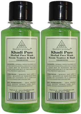KHADI Herbal Neem, Teatree & Basil  (Pack of 2) Face Wash(420 ml)