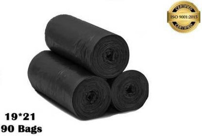 BRUZZLINE Garbage Bags, Medium - 30 bags/roll (Pack of 3, Black) Medium 35.07 L Garbage Bag  Pack Of 90(90Bag )