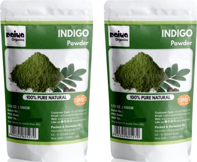 paiya organics Indigo Powder For Hair, Black Organic Hair Dye (2x100gm)(200 g)