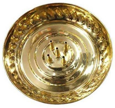 eCraftOdisha brass incense holder ash catcher agarbatti/dhoop stick/ dhoop batti stand with 5 holes stand (13x13 cms) Brass Incense Holder(Gold)