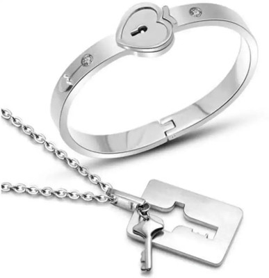 ruby collection Stainless Steel Silver Silver Jewellery Set(Pack of 1)