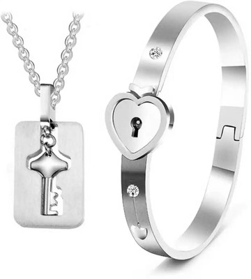 ruby collection Stainless Steel Silver Silver Jewellery Set(Pack of 1)