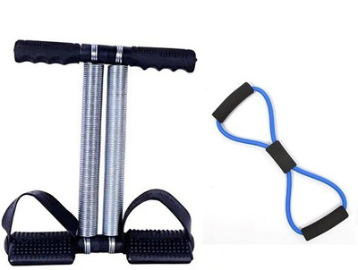 EMERET Double Spring Tension Abdominal Exerciser Equipment Sit Up Foot Assistant Foot Pedal Tummy Trimmer with Resistance Tube Fitness Accessory Kit Kit