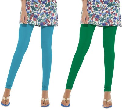 KEX Churidar  Western Wear Legging(Green, Blue, Solid)