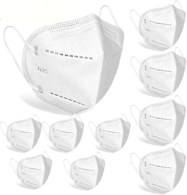 LvSafe 100% Certified Anti Pollution, Anti Bacterial, Anti Virus 5 Layer Protection, N95/KN95 FFP2 Face Mask LvSafe_N95 Reusable, Washable, Water Resistant (White, Free Size, Pack of 10)