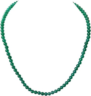 SURAT DIAMONDS 4/5 mm Real Green Onyx Beads Single Line Necklace for Women Onyx Metal Necklace