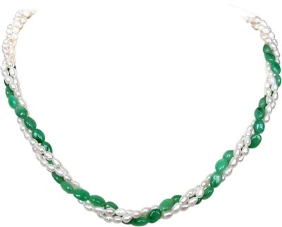 Surat Diamond Classic Creation Pearl, Emerald Metal Necklace