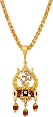 Sipradh OM Trishul Damru Shivling rudraksh & JAYPURI chain Gold-plated Alloy Pendant Set